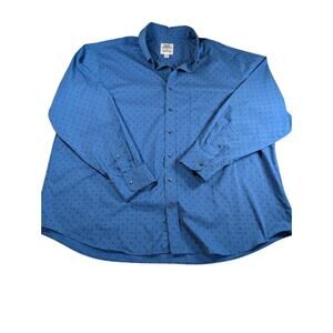 Lands End Blake Shelton Men 3XL Blue Loose Long Sleeve All Over Print Western